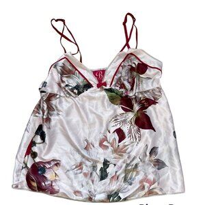 B by Ted Baker Cami Blouse Top Floral Bow Adjustable Straps Light Pink Size 12